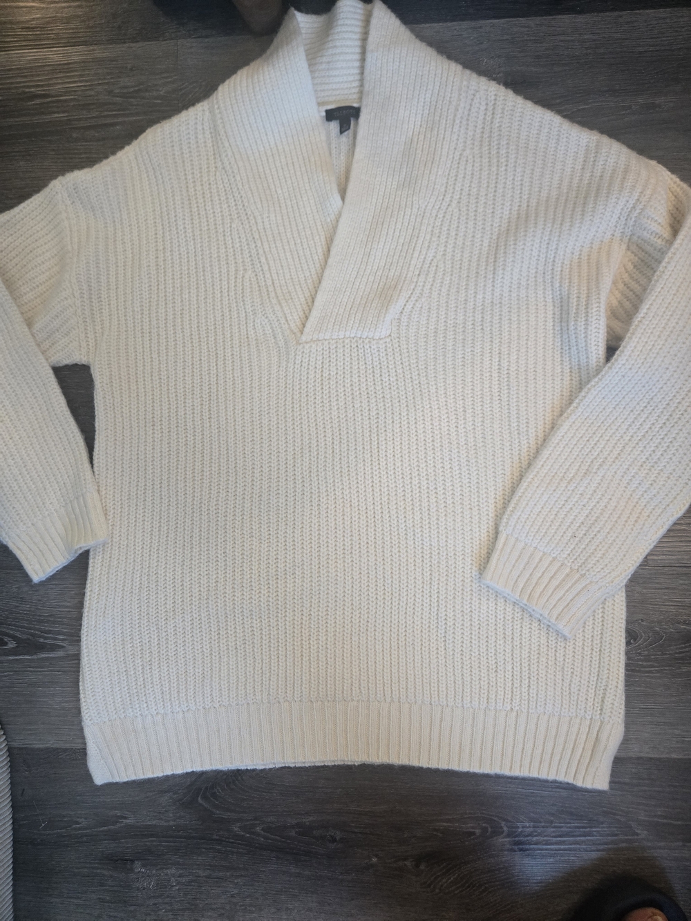 Talbots Ivory Shawl Collar Ribbed Knit Sweater Women’s M NWOT
